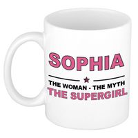 Naam cadeau mok/ beker Sophia The woman, The myth the supergirl 300 ml - Naam mokken