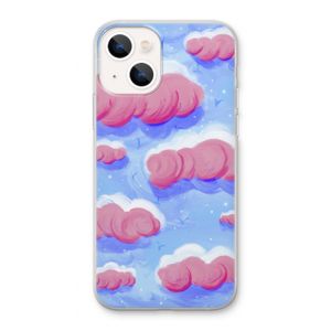 Roze wolken met vogels: iPhone 13 Transparant Hoesje