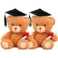 Pluche knuffel beer - 24x - geslaagd - diploma - bruin - 15 cm