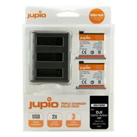 Jupio Kit: 2 x accu DJI Osmo Action AB1 1220mAh + Compacte USB Triple lader
