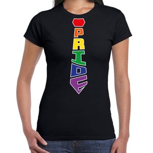 Gay Pride shirt - pride stropdas - regenboog - dames - zwart