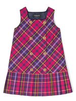 Versace Kids robe plissée en flanelle à motif tartan - Rose - thumbnail