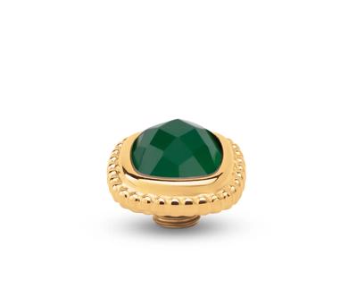 Melano Vivid Bali CZ Square Steentje Ocean Green | Goud