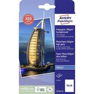 Avery-Zweckform Premium C2550-20 Fotopapier 10 x 15 cm 250 g/m² 20 vellen Hoogglans