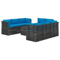 vidaXL 9-delige Loungeset met kussens pallet massief grenenhout - thumbnail