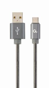Premium USB Type-C laad- & datakabel &apos;metaal&apos;, 2 m, metallic-grijs