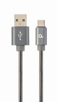 Premium USB Type-C laad- & datakabel &apos;metaal&apos;, 2 m, metallic-grijs