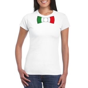 Wit t-shirt met Italie vlag strikje dames