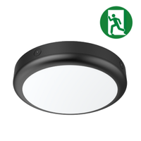 Ceiling Light zwart Ø300mm 15W IP65 TRI-White inclusief noodverlichting 136-046