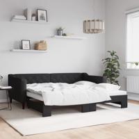 Slaapbank met onderschuifbed 90x190 cm stof zwart