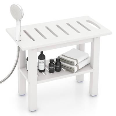 Douchebank voor Binnendouche Waterdichte HDPE-Badkruk met Douchehouder Handgreep Opbergplank Badstoel 150 kg Binnen/Buiten