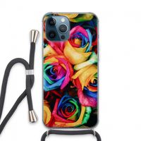 Neon bloemen: iPhone 13 Pro Max Transparant Hoesje met koord Neon bloemen: iPhone 13 Pro Max Transparant Hoesje met koord