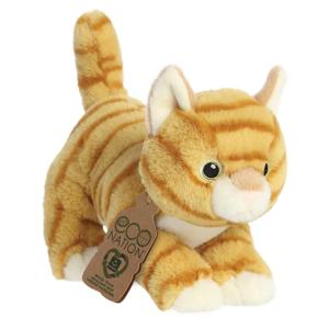 Pluche dieren knuffel - lapjes kat - oranje - huisdierknuffel - 21 cm - knuffel cadeau