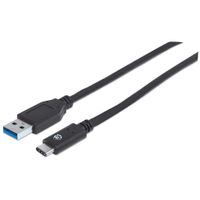 Manhattan USB-kabel USB 3.2 Gen1 (USB 3.0 / USB 3.1 Gen1) USB-A stekker, USB-C stekker 1.00 m Zwart UL gecertificeerd 353373 - thumbnail