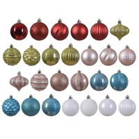 Luxe kerstballen - 30x - kunststof - gekleurd - 7 cm