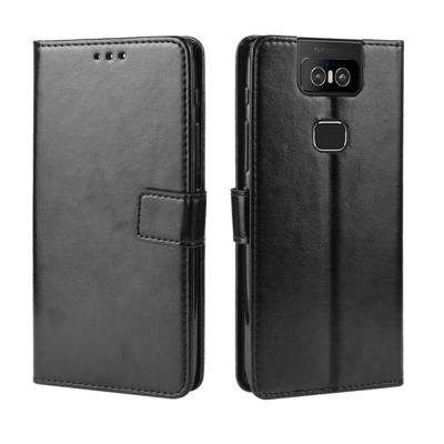 Retro Crazy Horse textuur horizontale Flip lederen case voor ASUS Zenfone 6 ZS630KL met houder & kaartsleuven & fotolijstjes (zwart)