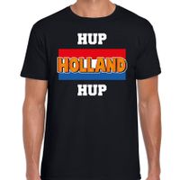 Zwart t-shirt Holland / Nederland supporter hup Holland hup EK/ WK voor heren - thumbnail