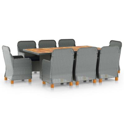 9-delige Tuinset met kussens poly rattan lichtgrijs