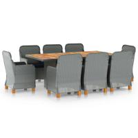 9-delige Tuinset met kussens poly rattan lichtgrijs
