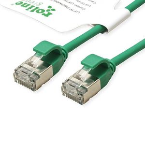 ROLINE GREEN F/UTP DataCenter Patchkabel Cat.6A (Class EA), LSOH, extra dun, groen, 0,3 m