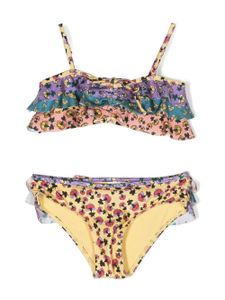 ZIMMERMANN Kids bikini volanté à fleurs - Jaune