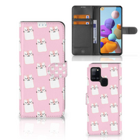 Samsung Galaxy A21s Telefoonhoesje met Pasjes Sleeping Cats