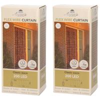 Kerstverlichting gordijn - 2x - 200 led lampjes - warm wit - 100 x 200 cm - gordijnverlichting
