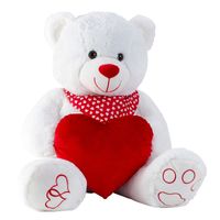 Teddy beer knuffel van zachte pluche - met liefdes hartje - 64 cm zittend/100 cm staand - thumbnail