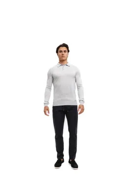 Malelions Knitted Longsleeve Polo Heren Lichtgrijs - Maat XL - Kleur: Lichtgrijs | Soccerfanshop