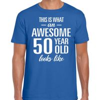 Awesome 50 year / 50 jaar cadeau t-shirt blauw heren