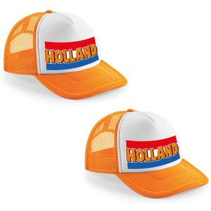 4x stuks oranje/ wit Holland vlag snapback cap/ truckers pet dames en heren - Koningsdag/ EK/ WK pet