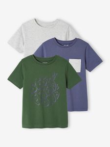 Set van 3 geassorteerde jongens-T-shirts met korte mouwen groen