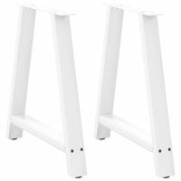 Eettafelpoten 2 st A-vormig 80x(72-73) cm staal wit