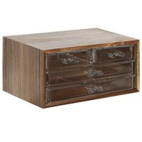 Bureau/hobby organizer - 3 lades - 24 x 16 x 13 cm - acacia hout