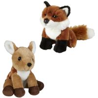 Knuffeldieren set vos en hertje pluche knuffels 18 cm - thumbnail