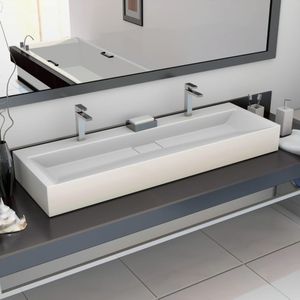 VidaXL Wastafel 120x46x11 cm mineraal gegoten/marmer gegoten wit