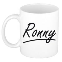 Naam cadeau mok / beker Ronny met sierlijke letters 300 ml - thumbnail