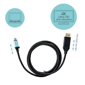 i-tec C31CBLDP60HZ2M video kabel adapter 2 m USB Type-C DisplayPort Zwart