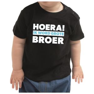 Hoera ik word grote broer cadeau t-shirt zwart peuter/ jongen