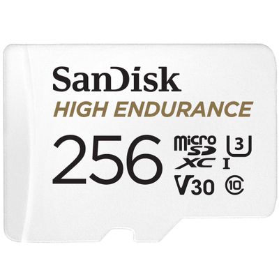 SanDiskMicroSDHC High Endurance 256GB incl SD adapter Micro SD-kaart Wit