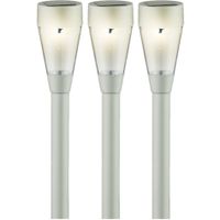 Set van 6x stuks solar tuinlamp/prikspot zilver op zonne-energie 32 cm