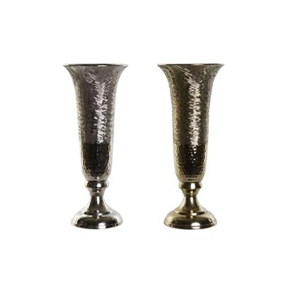 Vaas DKD Home Decor Gouden Zilverkleurig Aluminium 13 x 13 x 33 cm (2 Stuks)