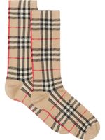 Burberry chaussettes à motif Vintage Check - Marron