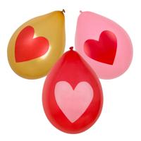 Hartjes ballonnen - 6x st - Rood, roze en goud - 30 cm - Valentijn - bruiloft versiering