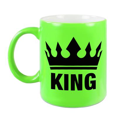 King koffiemok - cadeau beker - groen - voor een koning - 300 ml - keramiek - groenen bekers King koffiemok - cadeau beker - groen - voor een koning - 300 ml - keramiek - groenen bekers