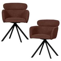 WOOOD Fenne Draaibare Eetkamerstoelen - Polyester - Chestnut-Set van 2