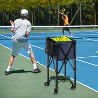 Tennisballwagen Inklapbaar Lichte Tennisbalkorf met Wielen Zijzak en Draagtas Draagbare Balwagen van Aluminium voor 150 Tennisballen