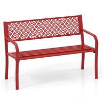 Tuinbank Metaal Weerbestendige Bank Voor 2 Personen Metalen bank Belastbaar Tot 360 kg 127 x 59 x 82 cm Rood