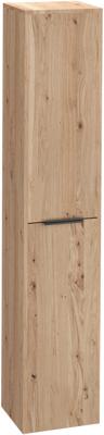 Saqu Lima hoge kast met mat zwarte greep 35x32x180cm naturel eiken