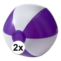 2x Opblaasbare speelgoed strandballen paars 2x Opblaasbare speelgoed strandballen paars